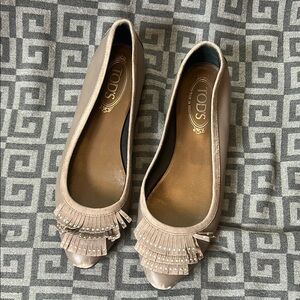 TOD'S Suede And Leather Embellished Flats
